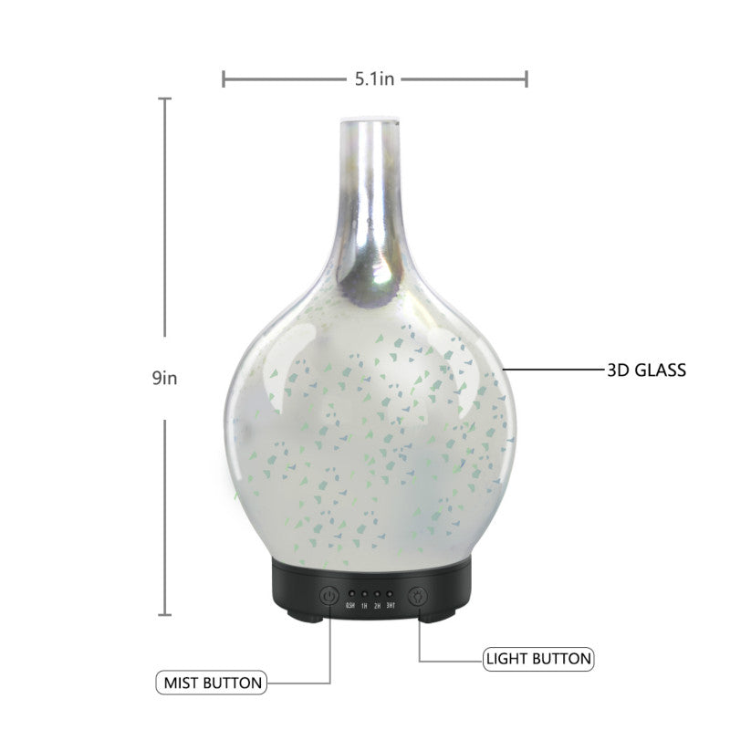 3D Light Glass Vase Diffuser Aromatherapy Auto Shut-off - NaturaCurandera.com