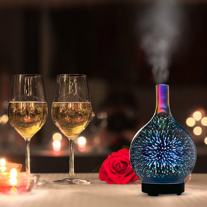 3D Light Glass Vase Diffuser Aromatherapy Auto Shut-off - NaturaCurandera.com