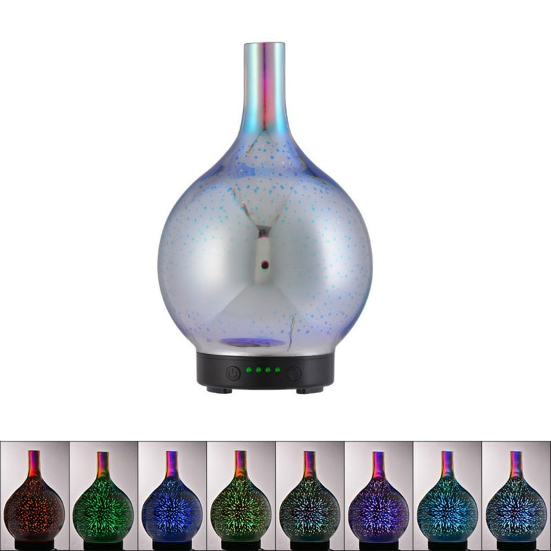 3D Light Glass Vase Diffuser Aromatherapy Auto Shut-off - NaturaCurandera.com