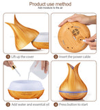 KBAYBO 400ml Aroma Oil Diffuser Ultrasonic Air Humidifier 7 Color Changing LED Lights - NaturaCurandera.com