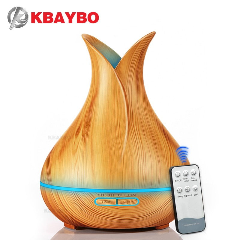 KBAYBO 400ml Aroma Oil Diffuser Ultrasonic Air Humidifier 7 Color Changing LED Lights - NaturaCurandera.com
