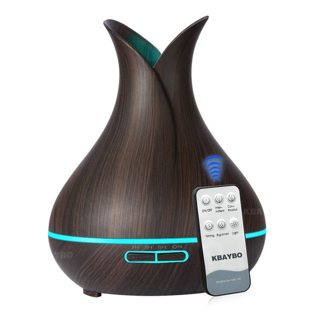 KBAYBO 400ml Aroma Oil Diffuser Ultrasonic Air Humidifier 7 Color Changing LED Lights - NaturaCurandera.com